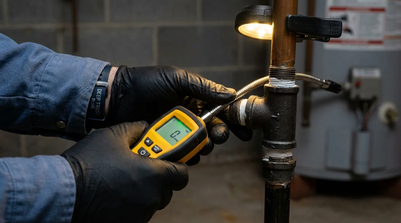 Gas leak detection with electronic sniffer by Johns Plumbing LLC in California